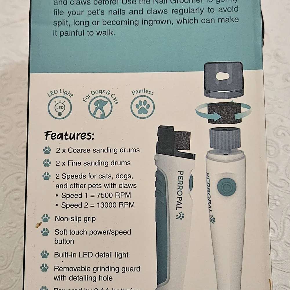 Dog Nail Grinder with Low Vibration and 2 Speeds